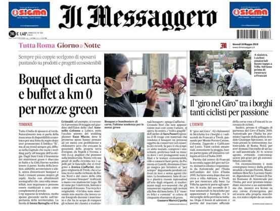 Articolo del quotidiano nazionale Il Messaggero che presenta il lavoro di Jessica Ciaffarini e le creazioni Unusual Bouquet pubblicato nella sezione dedicata a Roma e artigianato contemporaneo
