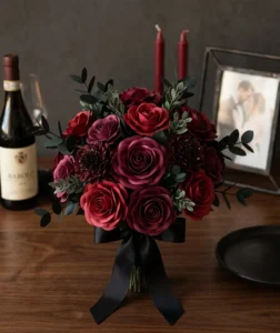 Bouquet di rose rosse profonde e cremisi di carta per le nozze di rubino - 40 anni matrimonio